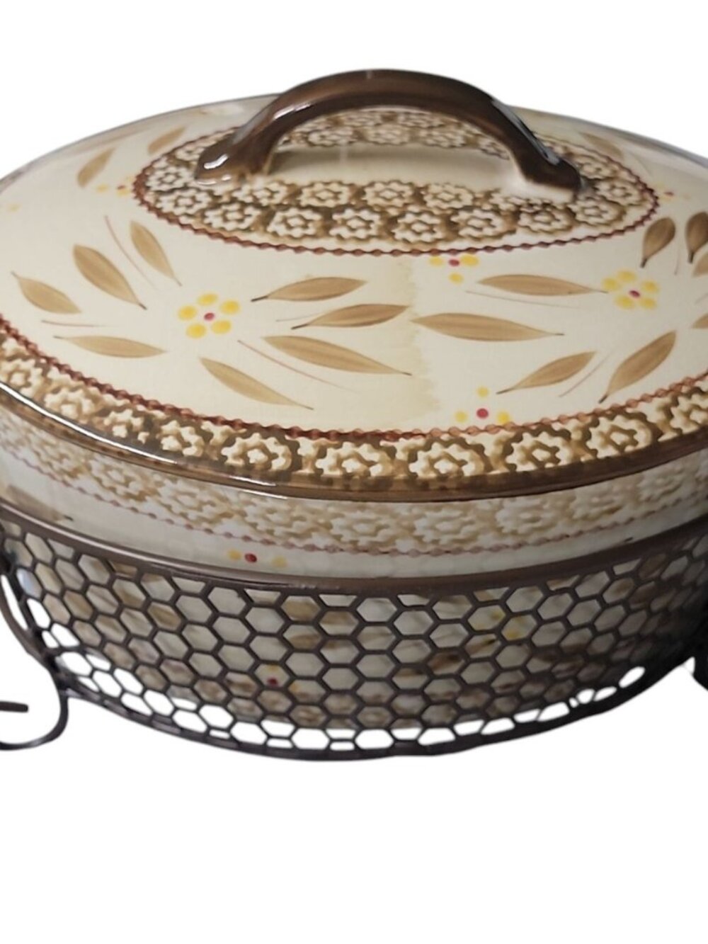 Temptations By Tara Old World Baking Dish Brown Hen w/Lid & Rack 2.5qt KFI722033 - Picture 2 of 16